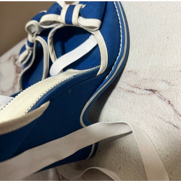 MARC JACOB Blue White High Heels Ankle Strap 8.5 Wedding Evening Bow Tie - Picture 7 of 10